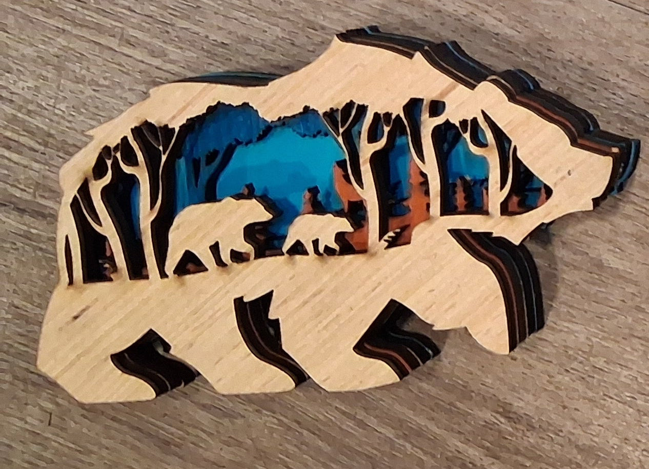 Grizzly Bear Layered Wood