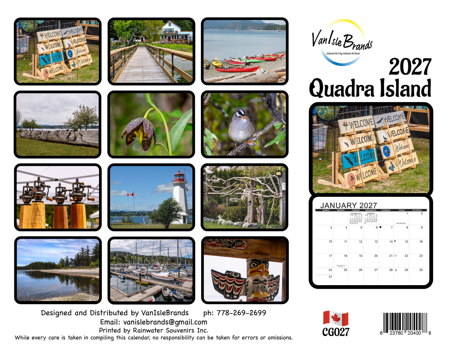 2027 Calendar Quadra Island