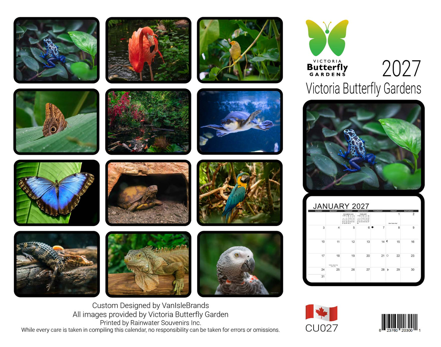 2027 Calendar Victoria Butterfly Gardens