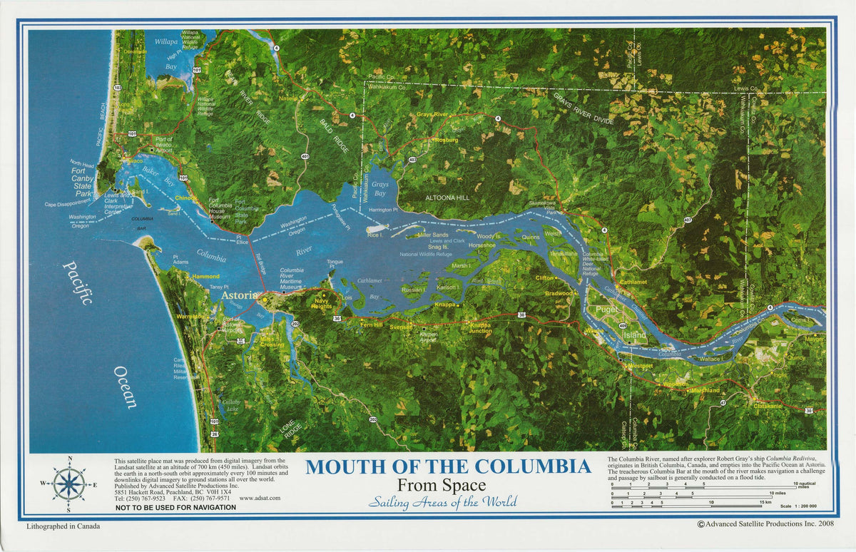 P4102 Mouth of Columbia River BC Placemap, Laminated