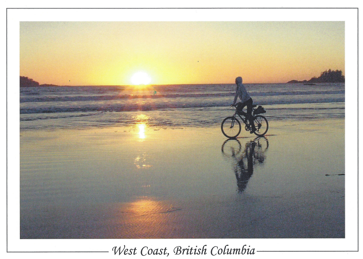 AC015 /AC15 bike rider Cox Bay sunset, Tofino