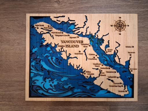 Vancouver Island 11.5"x10"  Layered Wood