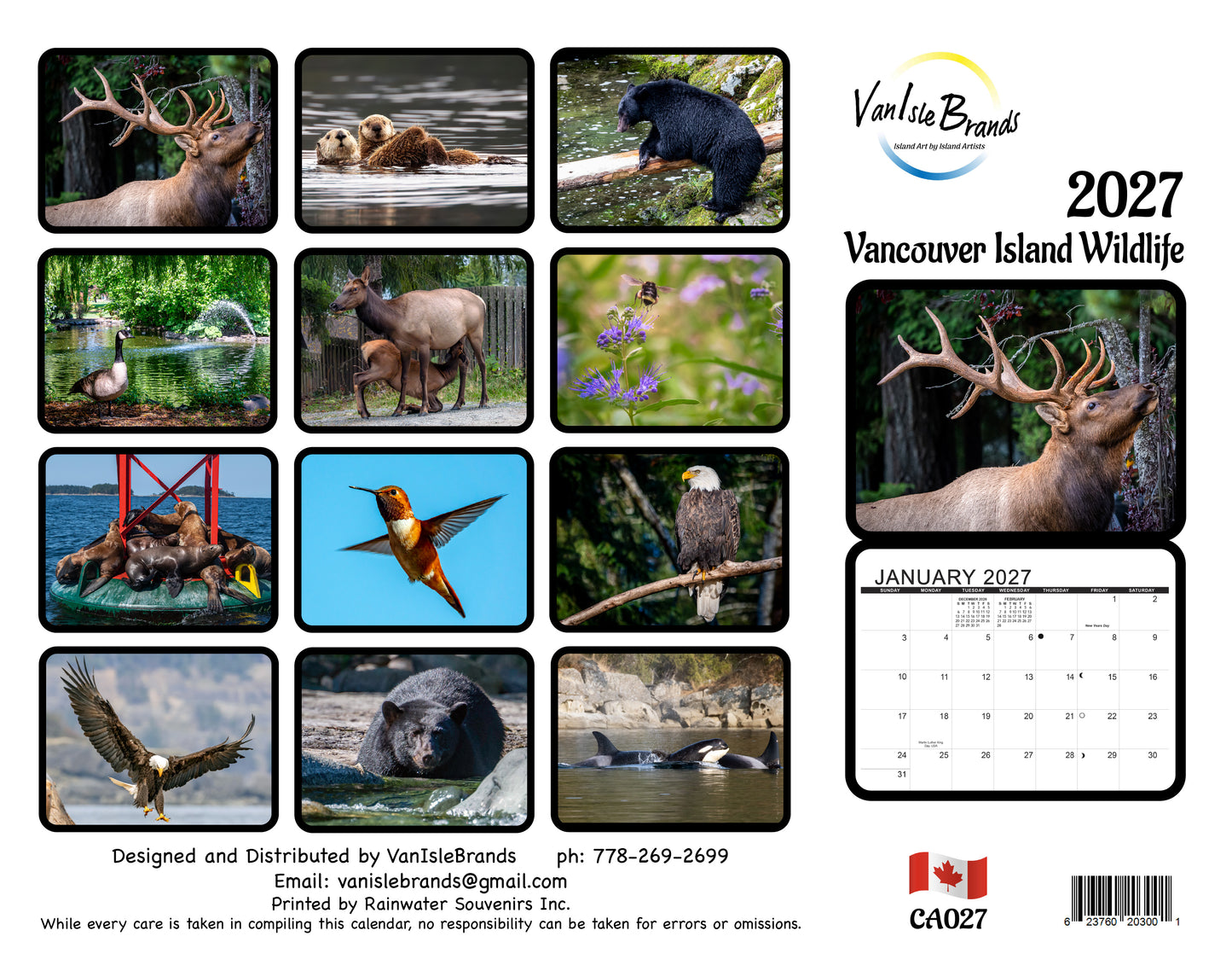 2027 Calendar Vancouver Island Wildlife