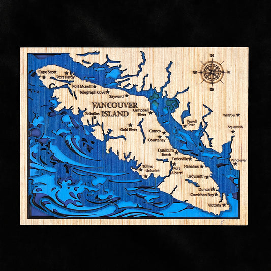 Vancouver Island 11.5"x10"  Layered Wood