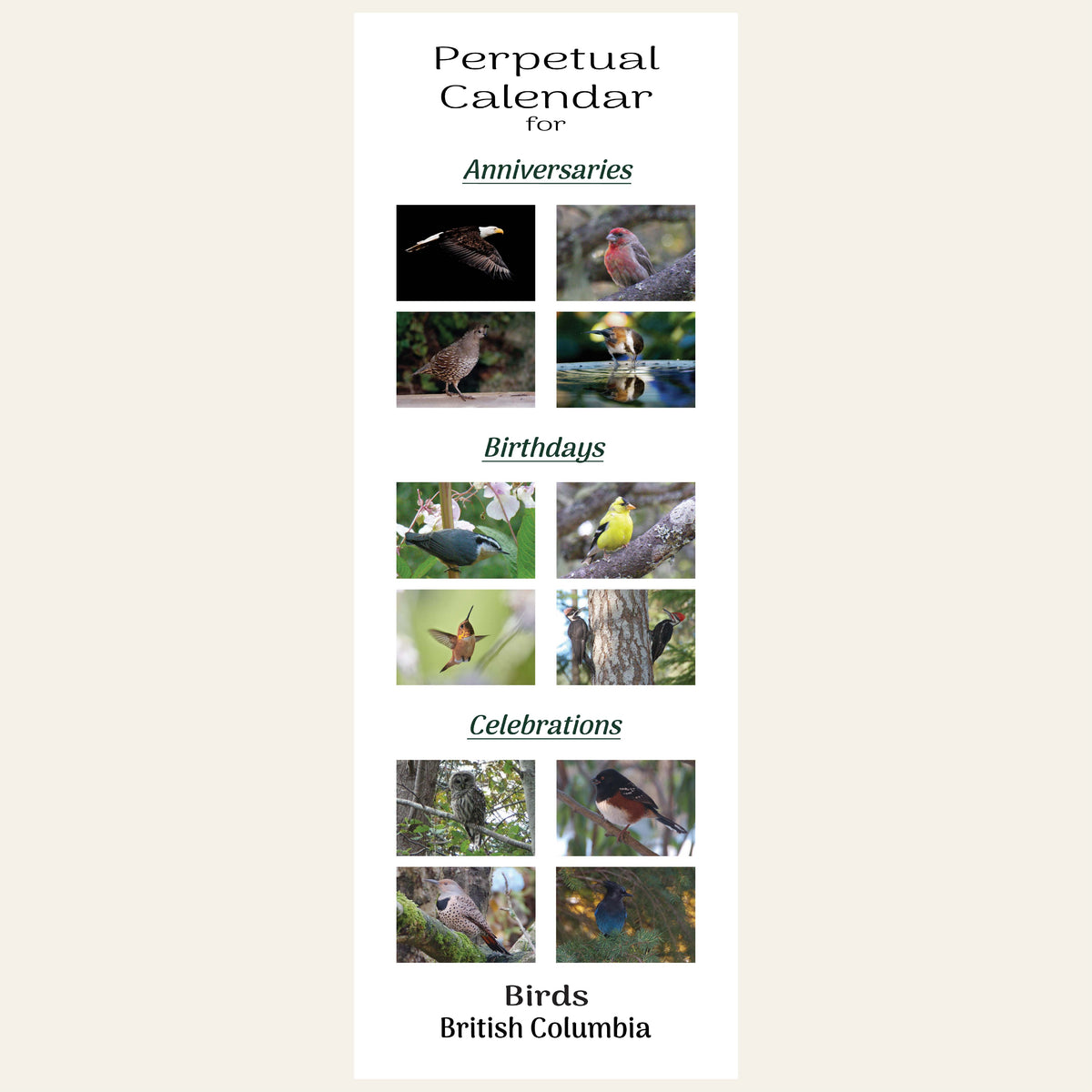 CA002  Birds of British Columbia Perpetual Calendar