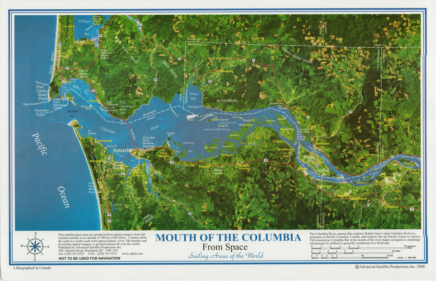 P4102 Mouth of Columbia River BC Placemap, Laminated
