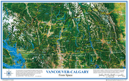 P3502 Vancouver - Calgary Placemap, laminated