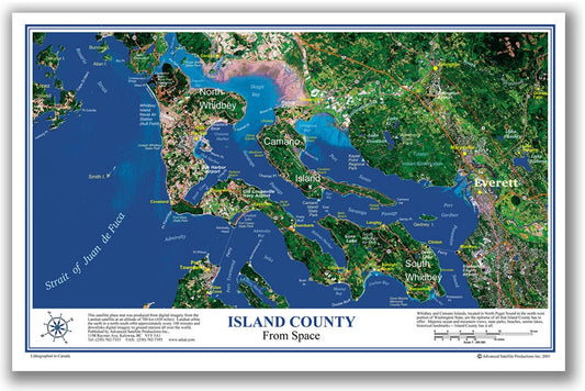 P3602 Island County (Whidbey Island) and area placemap, laminated