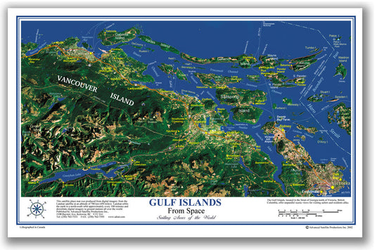 P3702 Gulf Islands between Victoria and Vancouver Placemap, laminated