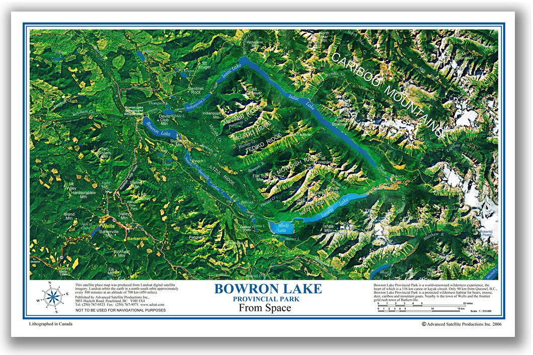 P4302 Bowron Lake, British Columbia Interior Placemap, laminated