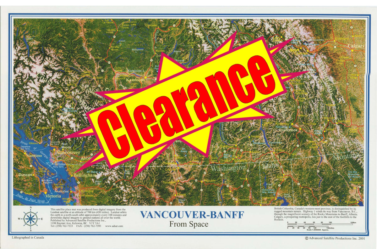P4402 Vancouver BC to Banff AB Placemap, Laminated