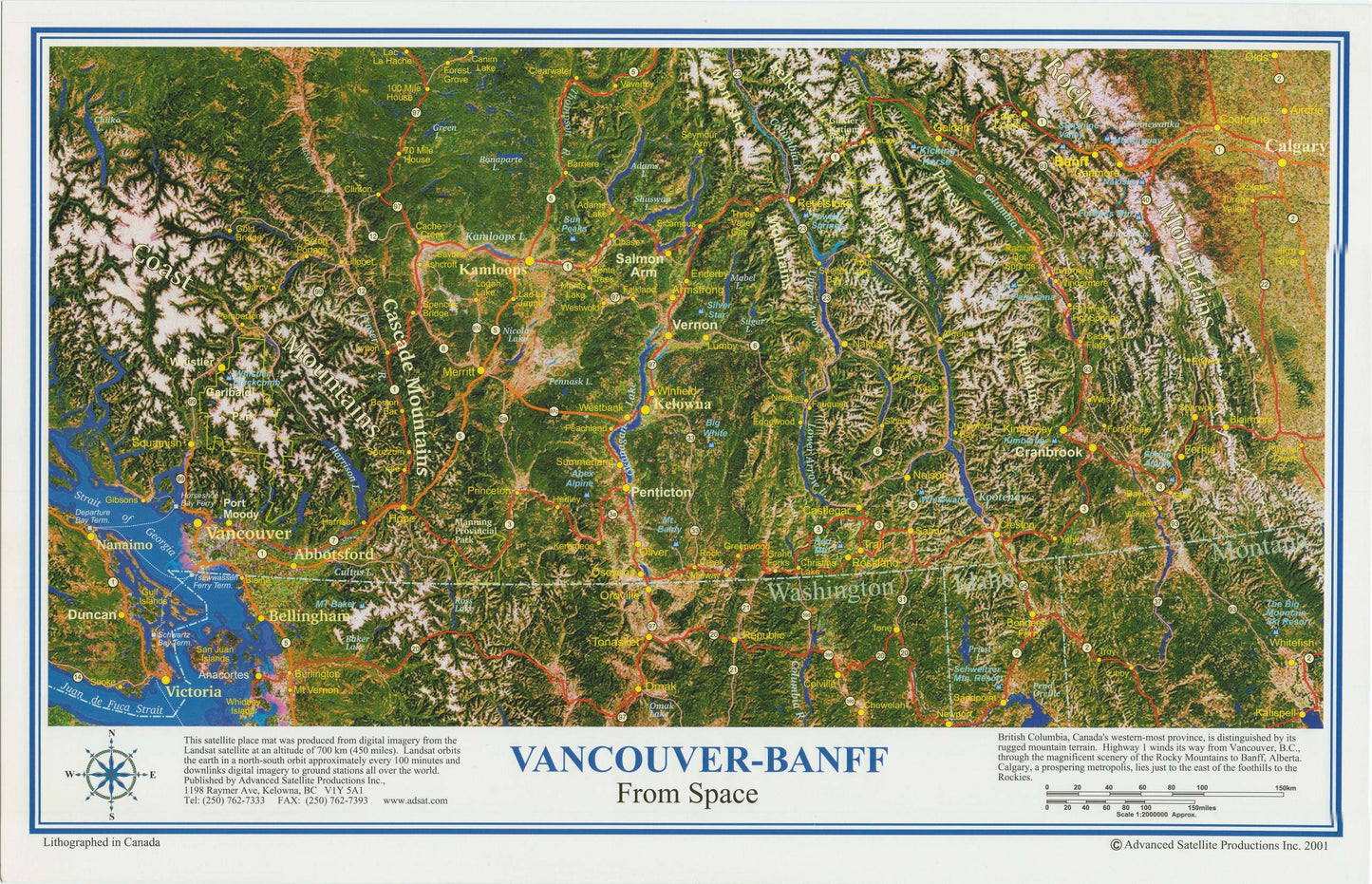P4402 Vancouver BC to Banff AB Placemap, Laminated
