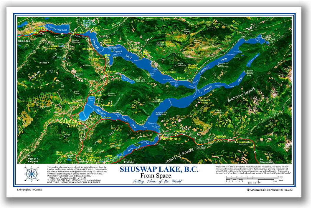 P3202 Shuswap Lake, Placemap, laminated