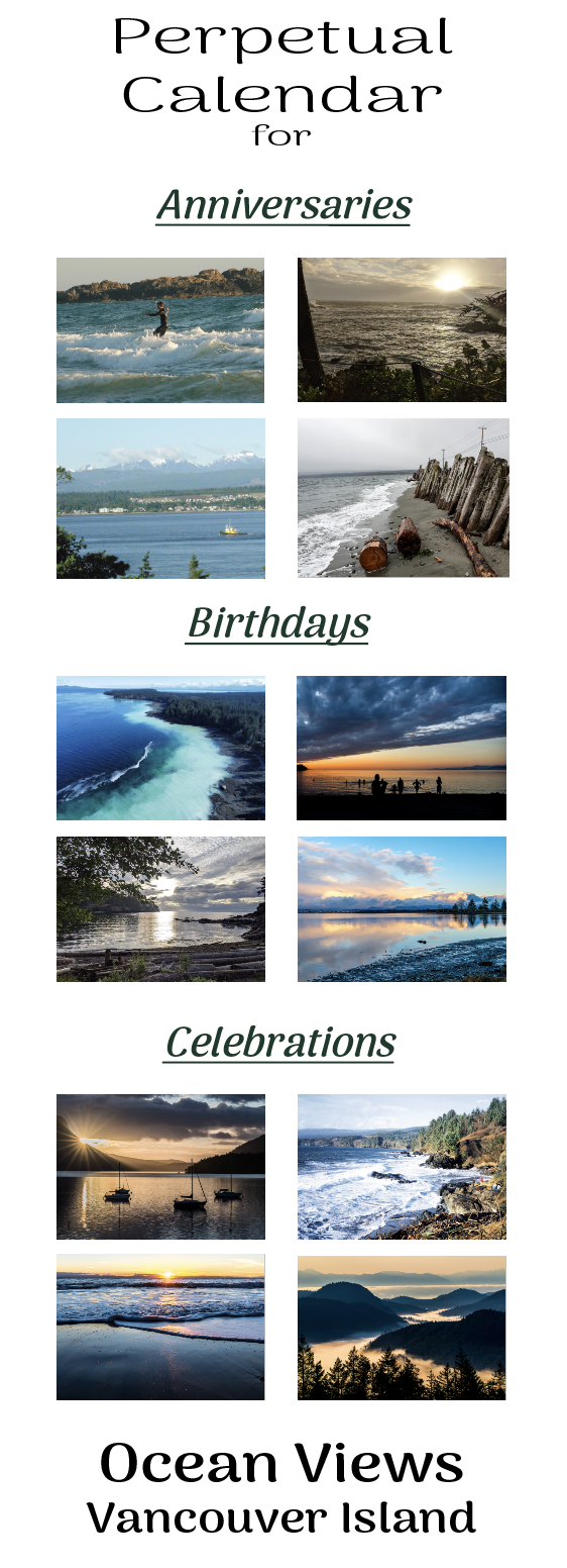 CZ002 Oceans of Vancouver Island Perpetual Calendar