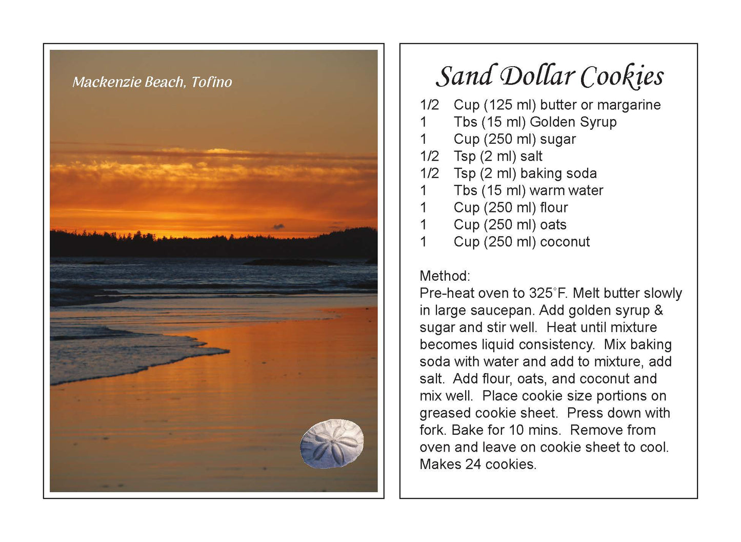 PC706 /P230 Recipe Sand Dollar Cookies